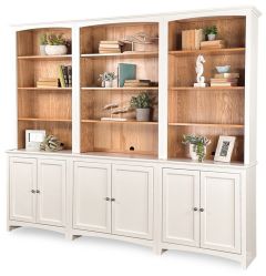 Alder Wood McKenzie 98"W Modular Bookcase Dream Wall in Snowbound & Natural Finish