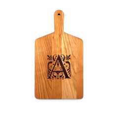American Made Solid Cherry Wood Monogrammed "A" Cheese Board