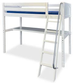 Solid Wood Framed Knockout Tall Height Twin Loft Bed and Desk in White Finish