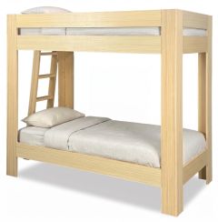 Real Wood Pacific Extra Long Twin Bunk Bed with Ladder in Embossed Natural Finish