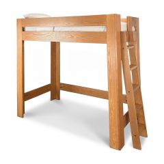 Real Wood Pacific Extra Long Twin Loft Bed with Ladder in Embossed Pecan Finish