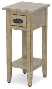 Mahogany Wood Sandy Beach Chairside Accent Table in Beach Pebble Finish