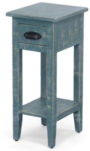Mahogany Wood Sandy Beach Chairside Accent Table in Sea Grass Finish