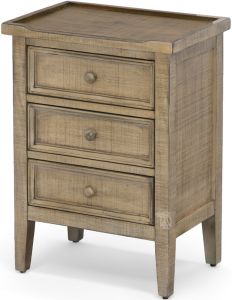 Mahogany Wood Sandy Beach 3 Drawer Accent Table in Beach Pebble Finish