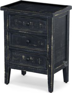 Mahogany Wood Sandy Beach 3 Drawer Accent Table in Black Sand Finish