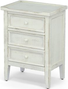Mahogany Wood Sandy Beach 3 Drawer Accent Table in White Sand Finish