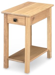 Amish Crafted Solid Rustic Quartersawn White Oak Wood Lodi Chairside End Table in Beach Front Finish
