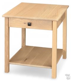 Amish Crafted Solid Rustic Quartersawn White Oak Wood Lodi End Table in Beach Front Finish