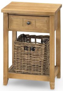 Glen Cove Side Table with Basket in Bisque Finish