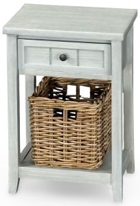 Glen Cove Side Table with Basket in Driftwood Finish