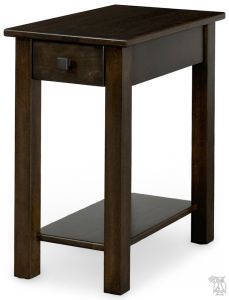 Amish Crafted Solid Rustic Cherry Wood Bedford Chairside End Table in Blackened Mocha Finish