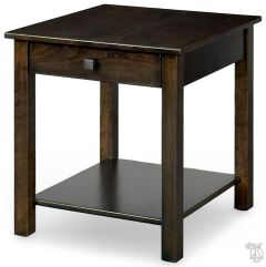 Amish Crafted Solid Rustic Cherry Wood Bedford End Table in Blackened Mocha Finish