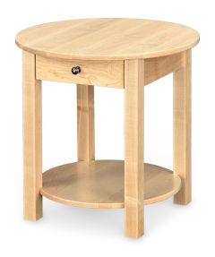 Amish Crafted Solid Maple Wood Bedford Round End Table in Natural Finish