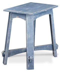 Mahogany Wood Sandy Beach Chairside Table in Ocean Blue Finish