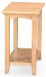 Alder Wood McKenzie Accent Table with shelf in Pecan Finish