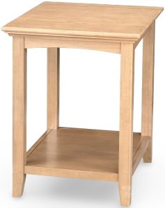 Alder Wood McKenzie End Table with shelf in Pecan Finish