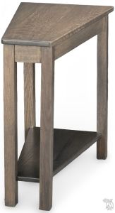 Amish Crafted Solid Rustic Quartersawn White Oak Wood Wedge End Table in Antique Slate Finish