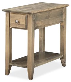 Solid Alder Wood Shaker Chairside End Table with Drawer in Mineral Finish