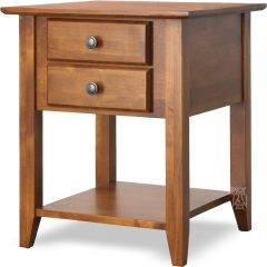 Solid Alder Wood Shaker Side Table with Drawers in Antique Cherry Finish