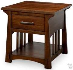 Solid Mahogany Wood Eldora End Table in Saddle Brown Finish