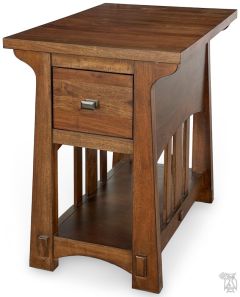 Solid Mahogany Wood Eldora Chairside End Table in Saddle Brown Finish