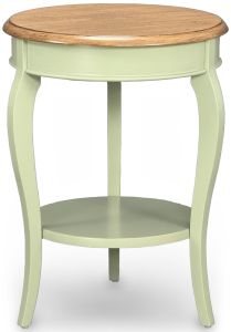 Solid Parawood Wood Tall Cambria Side Table in Hazelnut & Clary Sage finish