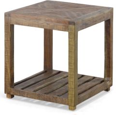 Solid Distressed Mango Wood Gunnison End Table