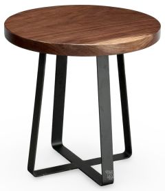 Amish Crafted Solid Rustic Walnut Round End Table with Hamilton Base