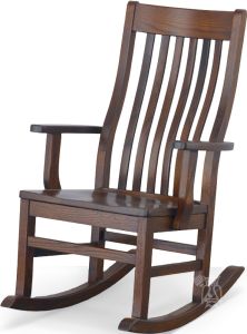 Amish Crafted Solid Oak Wood Urbandale II Slat Rocking Chair in Bourbon Finish