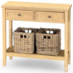 Glen Cove Hall Table with Basket in Bisque Finish