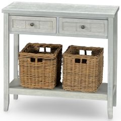 Glen Cove Hall Table with Basket in Driftwood Finish