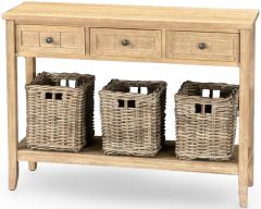Glen Cove Console Table with Basket in Bisque Finish