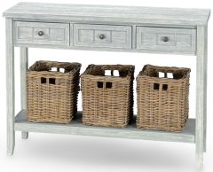 Glen Cove Console Table with Basket in Driftwood Finish