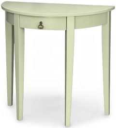 Solid Parawood Wood Half Round Hall Table in Clary Sage Finish