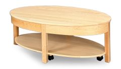 Amish Crafted Solid Maple Wood Bedford Round Coffee Table in Natural Finish With Castors