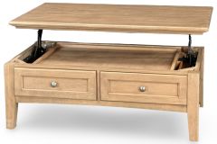 Alder Wood McKenzie Lift Top Coffee Table on Castors in Pecan Finish