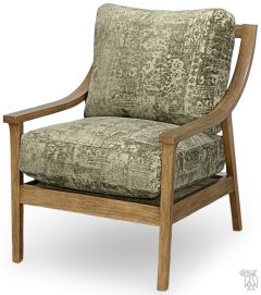 American Made Upholstered Arm Chair With Wood Back in Cashmere Finish