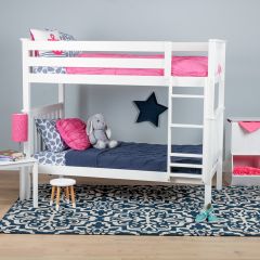 Solid Pine Wood Twin over Twin Bunk Bed in White Finish