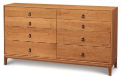 Solid Cherry Wood Mansfield Eight Drawer Dresser in Natural Finish