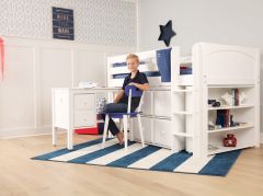 Solid Wood Framed Box22 Low Loft Bed Slide Out Desk, Deep Drawers and Shelving