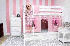 Solid Wood Framed GotIt Medium Height Twin over Twin Bunk Bed with Angled Ladder