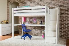 Solid Wood Framed Star11 High Loft Bed with Desk and Staircase