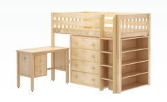 Solid Wood Framed Bling23 Medium Height Storage Twin Loft Bed