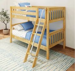 Solid Wood Framed HotHot Low Bunk Bed with Angled Ladder and Optional Tent