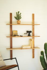 Solid Acacia Wood Three-Tiered Wall Shelf