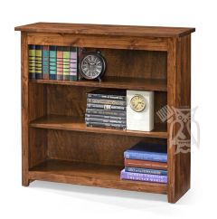 California Made Rustic Knotty Alder Wood 36"w x 36"h Bookcase in Coffee Finish