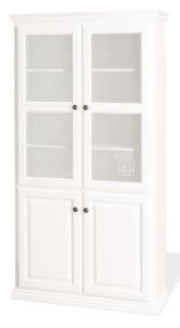 California Made Alder Wood Traditional Bookcase With Glass & Wood Doors 36"w x 72"h in White Finish