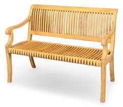 Solid Teak Wood Outdoor Palm Bench With Arms