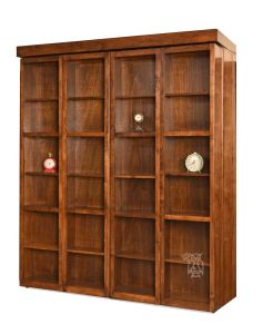 California Made San Marino Queen Library Wall Bed with Bookshelf Storage in Mocha Finish