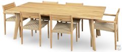 Solid Teak Wood Outdoor La Costa Live Edge Dining Table & Siena Chair Set